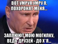 вот умруя,умру я, похоронят меня... заплюют мою могилку, ведь друзей - до х*я...