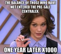 the balance of those who have not entered the pre-sale centralex. one year later x1000