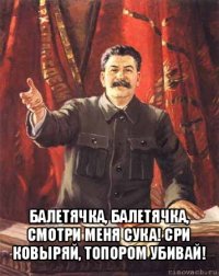 балетячка, балетячка, смотри меня сука! cри ковыряй, топором убивай!