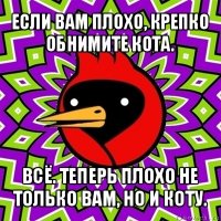 если вам плохо, крепко обнимите кота. всё. теперь плохо не только вам, но и коту.