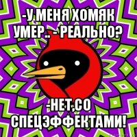 -у меня хомяк умер.. - реально? -нет,со спецэффектами!