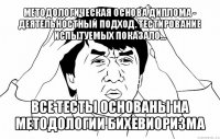 методологическая основа диплома - деятельностный подход. тестирование испытуемых показало... все тесты основаны на методологии бихевиоризма