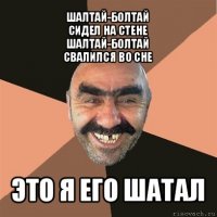 шалтай-болтай
сидел на стене
шалтай-болтай
свалился во сне это я его шатал