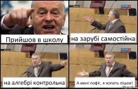 Прийшов в школу на зарубі самостійна на алгебрі контрольна А мені пофіг, я копать пішов!