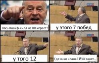 Вась Кнайф-килл на КВ играет! у этого 7 побед у того 12 Где очки клана? ЙУХ занет...