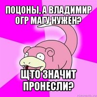 поцоны, а владимир огр магу нужен? щто значит пронесли?