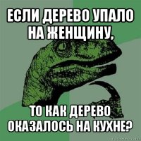 если дерево упало на женщину, то как дерево оказалось на кухне?