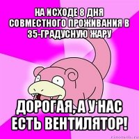 на исходе 8 дня совместного проживания в 35-градусную жару дорогая, а у нас есть вентилятор!