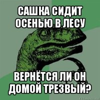 сашка сидит осенью в лесу вернётся ли он домой трезвый?