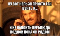 ну вот нельзя просто так взять и... и не напоить верблюда водкой пока он рядом