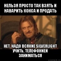 нельзя просто так взять и наварить кокса и продать нет, надо всякие silverlight учить, телефонией заниматься