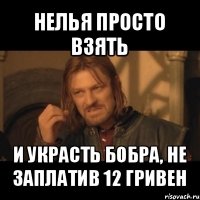 нелья просто взять и украсть бобра, не заплатив 12 гривен