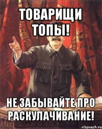 товарищи топы! не забывайте про раскулачивание!