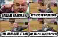 ЗАШЕЛ НА КУХНЮ ТУТ МУСОР ВАЛЯЕТСЯ ТАМ ШКАРЛУПА ОТ ЯИЦ ДА ВЫ ЧЕ! ОХУЕ@И???!!!