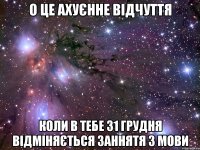 о це ахуєнне відчуття коли в тебе 31 грудня відміняється заннятя з мови