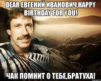 dear евгений иванович,happy birthday for you! чак помнит о тебе,братуха!