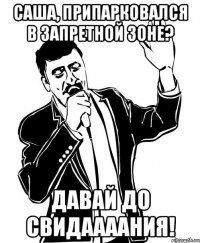 саша, припарковался в запретной зоне? давай до свидаааания!