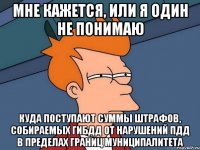 мне кажется, или я один не понимаю куда поступают суммы штрафов, собираемых гибдд от нарушений пдд в пределах границ муниципалитета