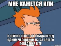 мне кажется или я сейчас сгорю от стыда перед одним человеком из-за своего поведения в тр