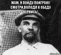 мам, я пойду поиграю! смотри,володя к обеду вернись! 