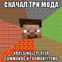 скачал три мода xray,single player commands и toomanyitems