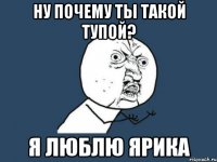 ну почему ты такой тупой? я люблю ярика