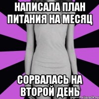 написала план питания на месяц сорвалась на второй день