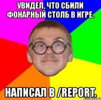 увидел, что сбили фонарный столб в игре. написал в /report.