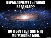 верба,почему ты такая вредная?? но я без тебя жить не могу,жопка моя.