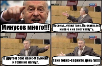 Минусов много!!! Посоны...купил танк. Выехал в лоб на кв-5 и не смог нагнуть. В другом бою на ис-3 выехал и тоже не нагнул. Танк говно-верните деньги!!!