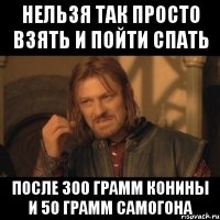 нельзя так просто взять и пойти спать после 300 грамм конины и 50 грамм самогона