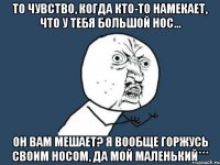 то чувство, когда кто-то намекает, что у тебя большой нос... он вам мешает? я вообще горжусь своим носом, да мой маленький***