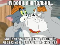 ну вовк, я ж только... сколько раз тебе, димка, говорить, что без моего разрешения - ни слова