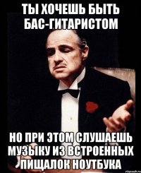 ты хочешь быть бас-гитаристом но при этом слушаешь музыку из встроенных пищалок ноутбука