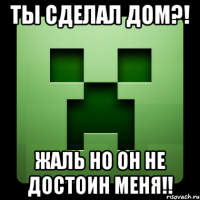 ты сделал дом?! жаль но он не достоин меня!!