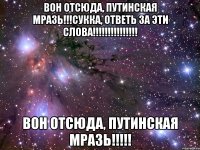 вон отсюда, путинская мразь!!!сукка, ответь за эти слова!!! вон отсюда, путинская мразь!!!