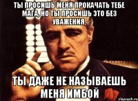 ты просишь меня прокачать тебе мага, но ты просишь это без уважения, ты даже не называешь меня имбой