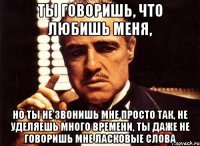 ты говоришь, что любишь меня, но ты не звонишь мне просто так, не уделяешь много времени, ты даже не говоришь мне ласковые слова