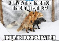 кому тут не нравятся правила группы? лица не показывать!!!