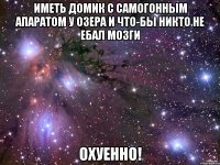 иметь домик с самогонным апаратом у озера и что-бы никто не ебал мозги охуенно!