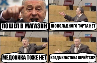 ПОШЁЛ В МАГАЗИН ШОКОЛАДНОГО ТОРТА НЕТ МЕДОВИКА ТОЖЕ НЕТ КОГДА КРИСТИНА ВЕРНЁТСЯ?