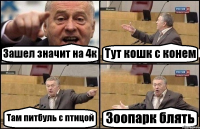 Зашел значит на 4к Тут кошк с конем Там питбуль с птицой Зоопарк блять