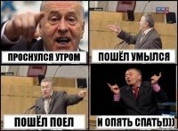 Проснулся утром Пошёл умылся Пошёл поел И опять спать!)))