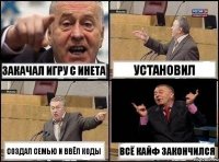 Закачал игру с инета Установил Создал семью и ввёл коды Всё кайф закончился