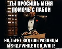 ты просишь меня помочь с лабой но ты не видешь разницы между while и do..while