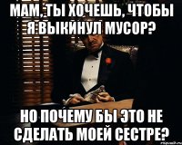 мам, ты хочешь, чтобы я выкинул мусор? но почему бы это не сделать моей сестре?