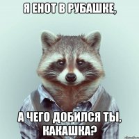 я енот в рубашке, а чего добился ты, какашка?