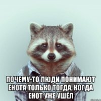  почему-то люди понимают енота только тогда, когда енот уже ушёл