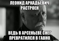 леонид аркадьевич растроен ведь в арсеньеве снег превратился в гавно