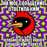 на мое сообщение ответила ким челябинск,ждите нового упавшего метеорита